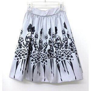 Alice + Olivia Fanny Mini Skirt Gathered Silver Gray Stace Face Model Print 0
